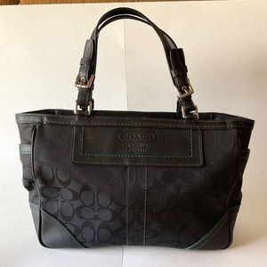 Coach Handbag - Signature Jacquard Black Canvas